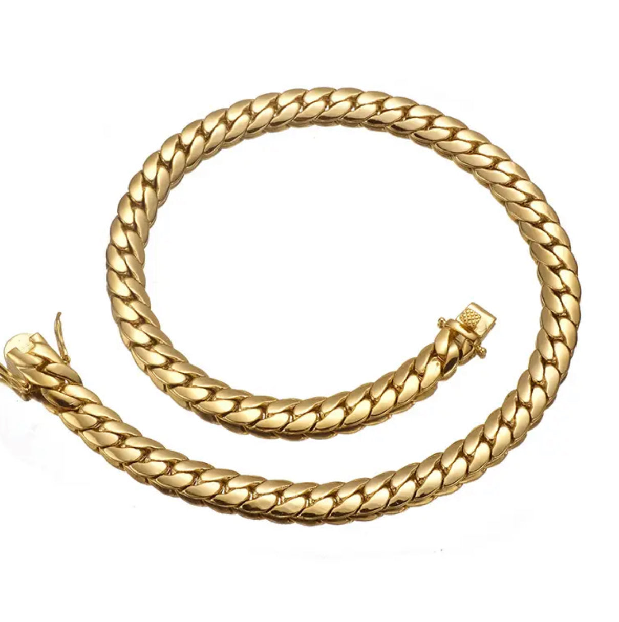 Hip Hop Bling Gold Color Cuban Link Chain Necklaces