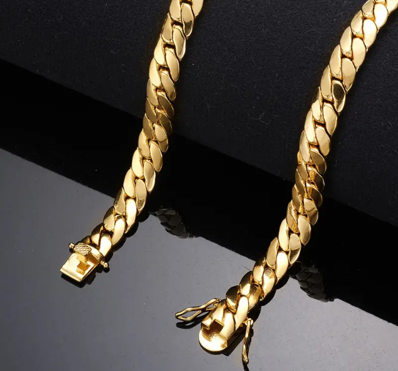 Hip Hop Bling Gold Color Cuban Link Chain Necklaces