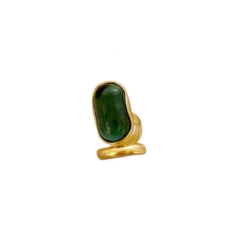 Green bohemia gemstone women's fashion ring jewelry