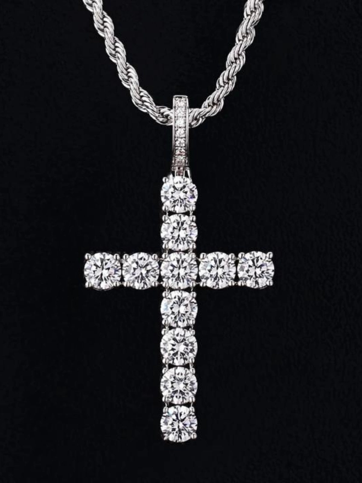 Fashion Ice Solid Cross Hip Hop Pendant Diamond