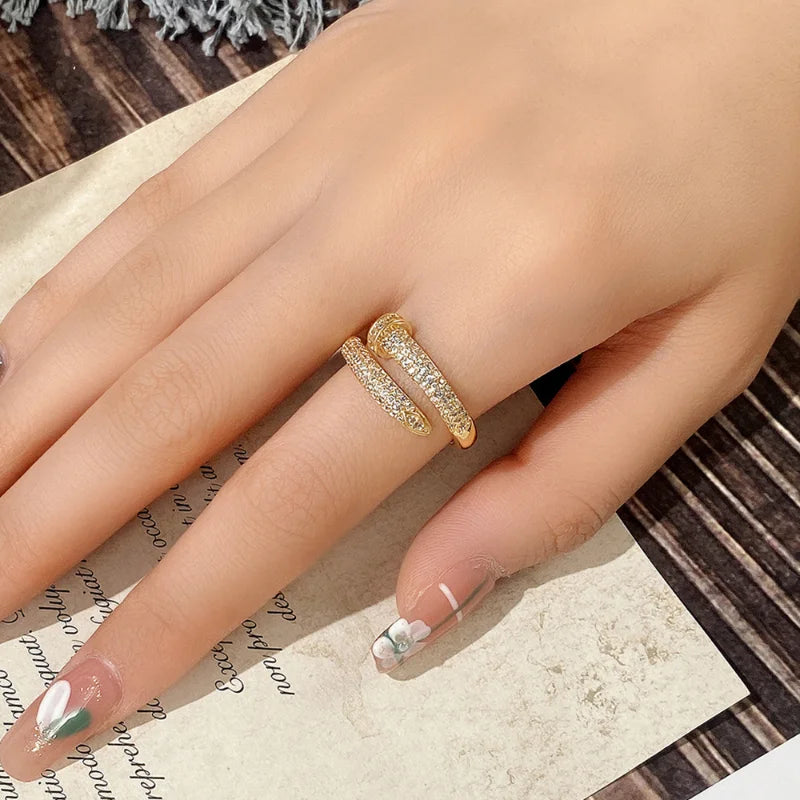 Open Ring Lady Fashion with  Zirconia Gold Color Jewelry for Women