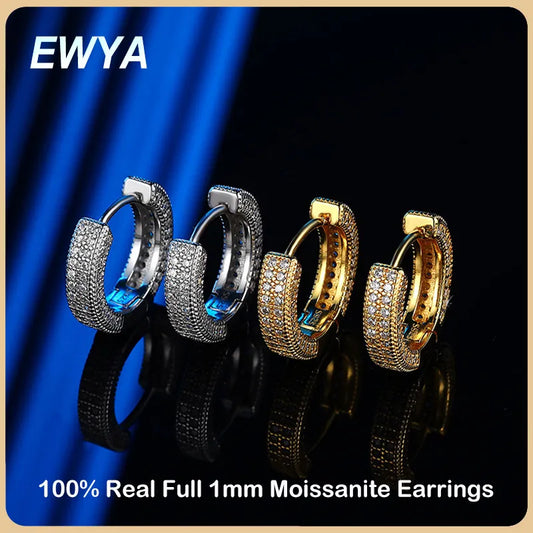 Moissanite Hoop Earrings For Women S925 Sterling Silver Plated 18K Gold Diamond Earring