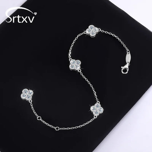 Moissanite Bracelets for Women 2.4CTTW S925 Sterling Sliver Lucky Bangles Wedding Birthday Party Xmas Gifts Jewelry