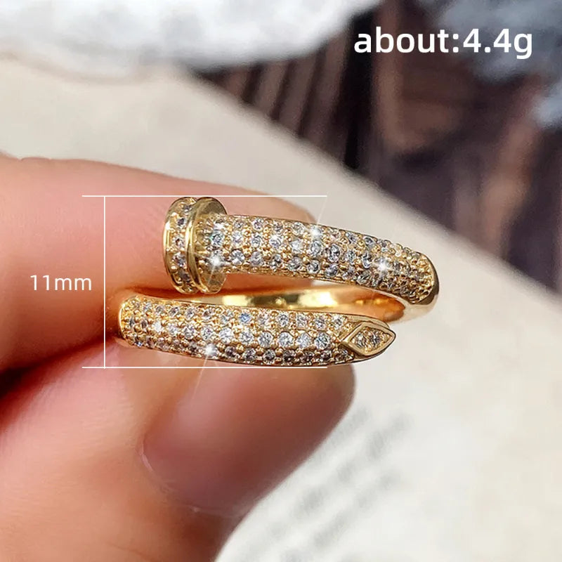 Open Ring Lady Fashion with  Zirconia Gold Color Jewelry for Women