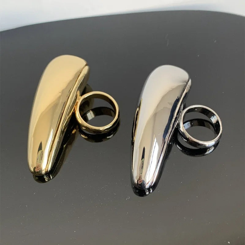 New Geometric Gold Color Big Teardrop Super Exaggerated Ring